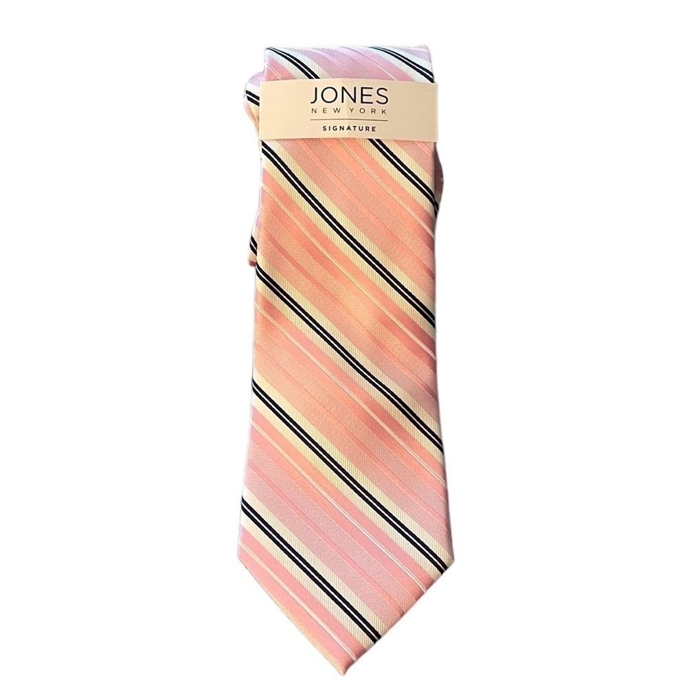 Jones New York Pink White Blue Striped Tie